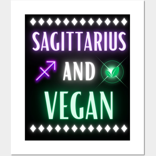 Sagittarius and Vegan Retro Style Neon Wall Art by MysticZodiac